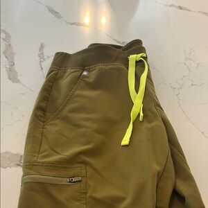 Figs Green Joggers with Yellow Accents